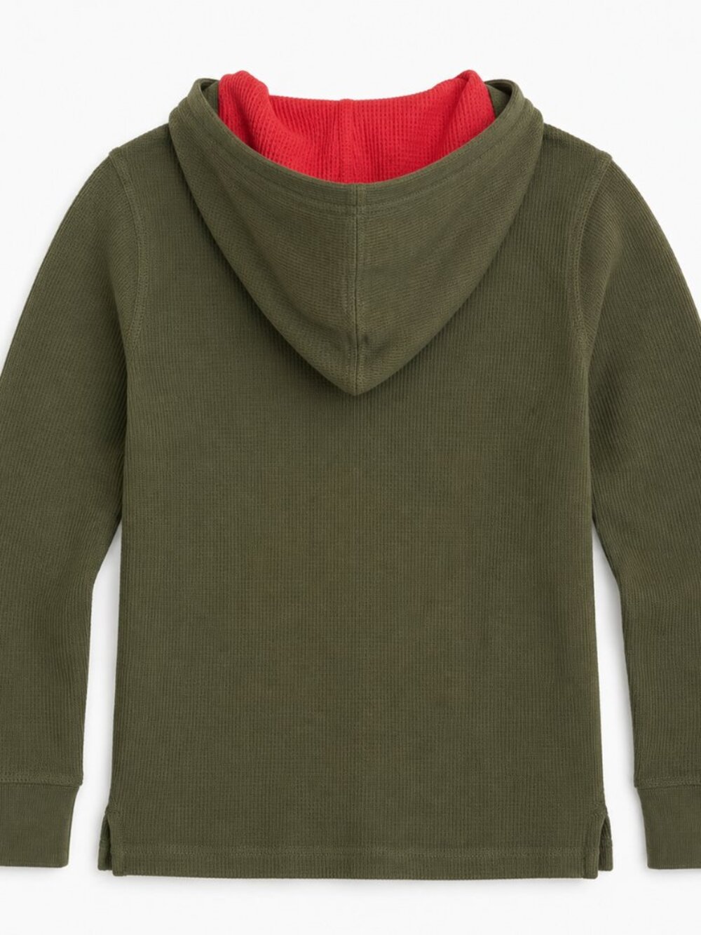 Boys Crewcuts Olive Green Waffle Hoodie Size M 8-9 - Picture 2 of 5